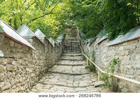 Empty Old Vintage Stone Road Or Staircase