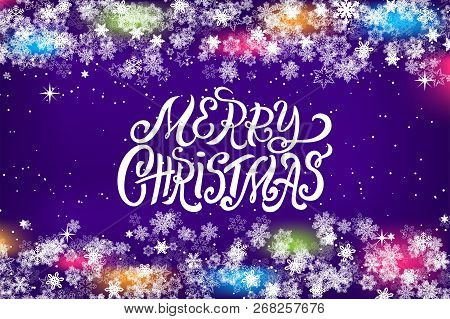 Christmas Hand Drawn Lettering Concept For Designing Holiday Greeting Card, Poster, Banner, Logo, Ic
