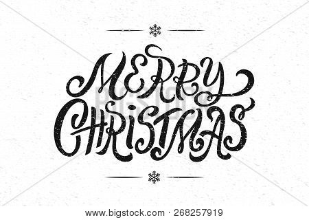 Christmas Hand Drawn Lettering Concept For Designing Holiday Greeting Card, Poster, Banner, Logo, Ic