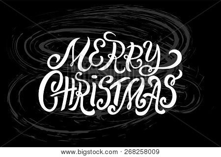 Christmas Hand Drawn Lettering Concept For Designing Holiday Greeting Card, Poster, Banner, Logo, Ic