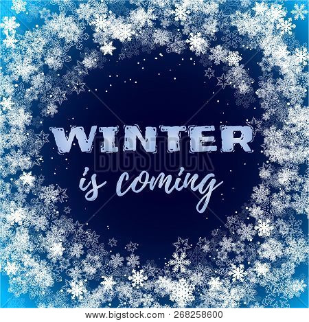 Snowflakes Frame With Dark Blue Background For Christmas And New Year Or Winter Season Template For