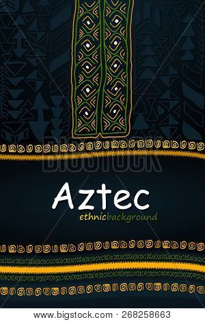 Aztec Or African Hand-drawn Ethnic Background. Abstract Tribal Vector Pattern. Vertical Orientation