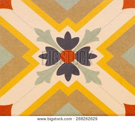 Detail Of The Traditional Tiles From Facade Of Old House. Decorative Tiles.valencian Traditional Til