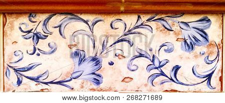 Detail Of The Traditional Tiles From Facade Of Old House. Decorative Tiles.valencian Traditional Til