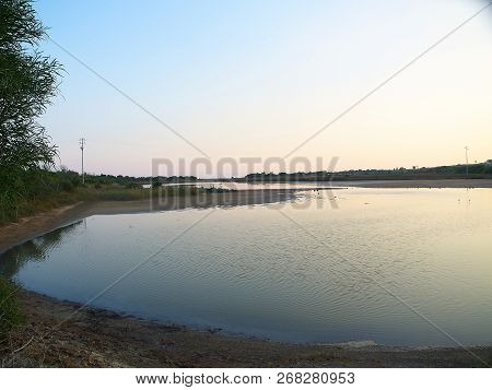 Shot of the natural reserve park at Granelli seaside place. The shot is taken at sunset in a summer 