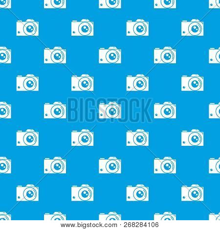 Retro Camera Pattern Vector Seamless Blue Repeat For Any Use