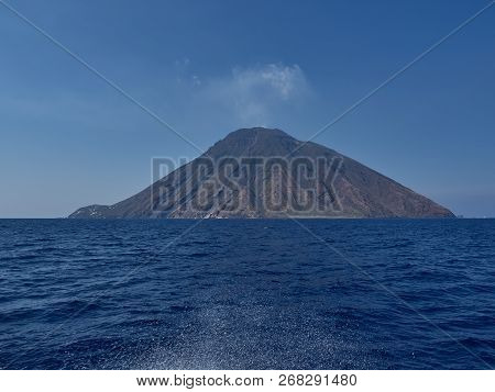 The Amazing Volcanic Island Stromboli, Part Of The Beautiful Aeolian Islands, During A Sunny Summer 