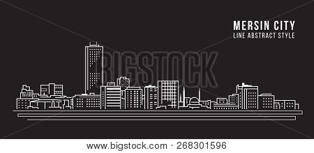 Cityscape Building Line Art Vector Illustration Design - Mersin City