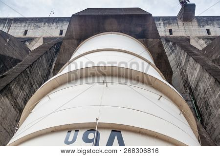 Giant Penstocks Of Itaipu Dam On River Parana On The Border Of Brazil And Paraguay