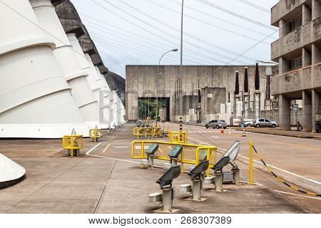 Giant Penstocks Of Itaipu Dam On River Parana On The Border Of Brazil And Paraguay