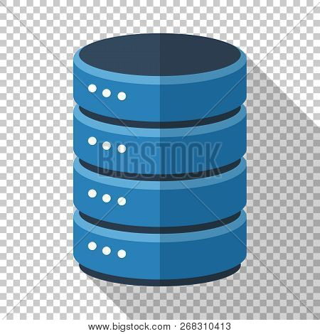 Data Storage Icon In Flat Style With Long Shadow On Transparent Background