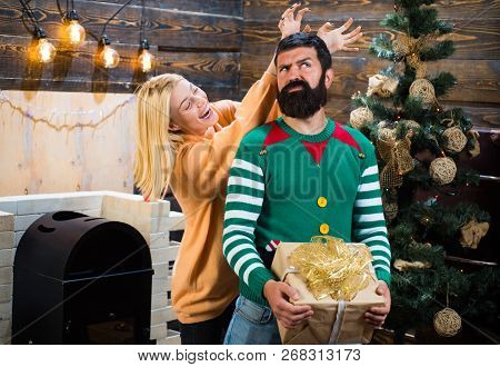 Xmas Background, Christmas Party. Christmas Gift. New Year Family. Christmas, New Year Celebration. 