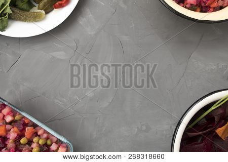 Place For An Inscription In The Center. Along The Edges Of Vinigret, Ingredients And Cleaning From V