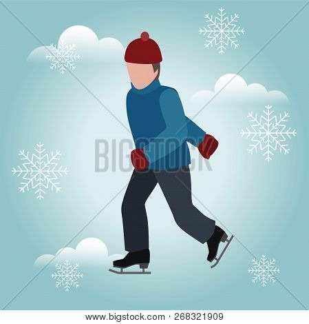 Man Skating. Cross Country Skating, Winter Sport. Olimpic Games, Recreation Lifestyle, Activity Spee