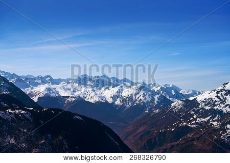 Aran valley of pyrenees located at the Baqueira village and the Plains of Beret in Lerida Catalonia