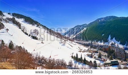Ski resort on the Aran valley of pyrenees located at the Baqueira village and the Plains of Beret in Lerida Catalonia