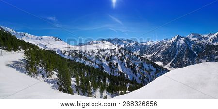 Ski resort on the Aran valley of pyrenees located at the Baqueira village and the Plains of Beret in Lerida Catalonia