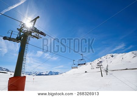 Ski resort on the Aran valley of pyrenees located at the Baqueira village and the Plains of Beret in Lerida Catalonia