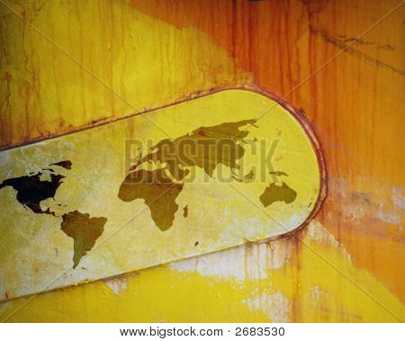 Mappa del mondo di ruggine vernice