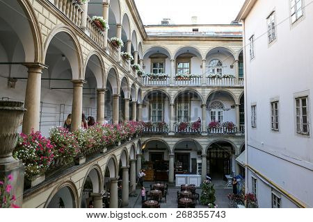 Italian Courtyard In Lviv City, Ukraine