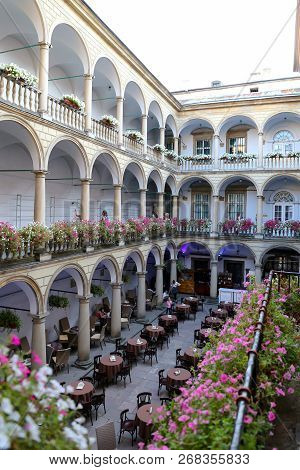 Italian Courtyard In Lviv City, Ukraine