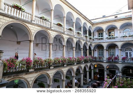 Italian Courtyard In Lviv City, Ukraine