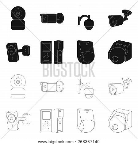Vector Illustration Of Cctv And Camera Sign. Set Of Cctv And System Vector Icon For Stock.