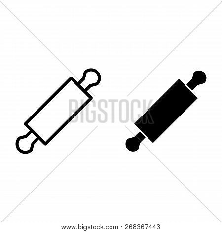 Rolling Pin Line And Glyph Icon. Kitchen Roller Pin Vector Illustration Isolated On White. Bakery Ou