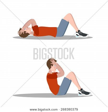 Man Doing Crunches In The Gym. Belly Burn