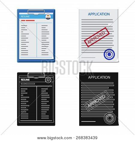 Vector Illustration Of Form And Document Logo. Set Of Form And Mark Stock Vector Illustration.