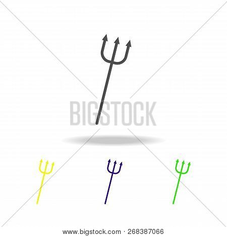 Trident Multicolored Icon. Element Of Ghost Elements Illustration. Signs And Symbols Icon Can Be Use