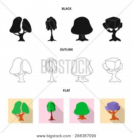 Isolated Object Of Tree And Nature Icon. Set Of Tree And Crown Vector Icon For Stock.