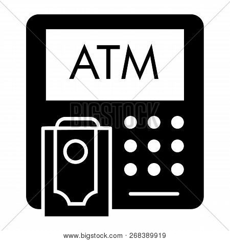 Atm Solid Icon. Bank Vector Illustration Isolated On White. Cash Glyph Style Design, Designed For We