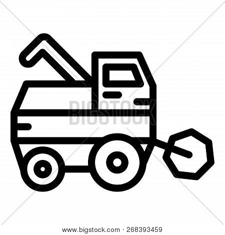 Combine Harvester Line Icon. Gathering Harvest Vector Illustration Isolated On White. Agricultural O