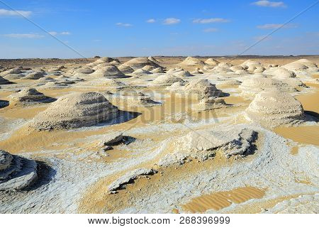 Beautiful Desert Landscape. Western White Desert, Sahara. Egypt. Africa. El- Khiyam. The Tents Valle
