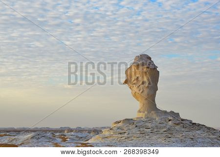 Beautiful Abstract Nature Rock Formations In Western White Desert At Sunrise, Sahara. Egypt