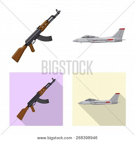 Vector Illustration Of Weapon And Gun Logo. Collection Of Weapon And Army Stock Symbol For Web.