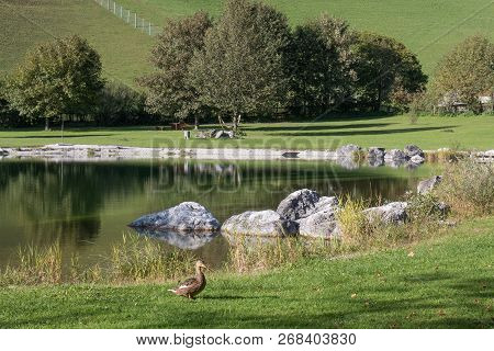 Beautiful Mountain Landscape With Lake Next To Werfenweng In The Salzburger Land