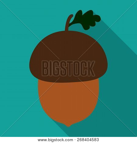 Acorn Flat Icon, Nut And Food, Vector Graphics, A Colorful Solid Pattern On A White Background, Eps 