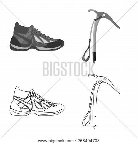 Vector Design Of Mountaineering And Peak Symbol. Collection Of Mountaineering And Camp Stock Vector 
