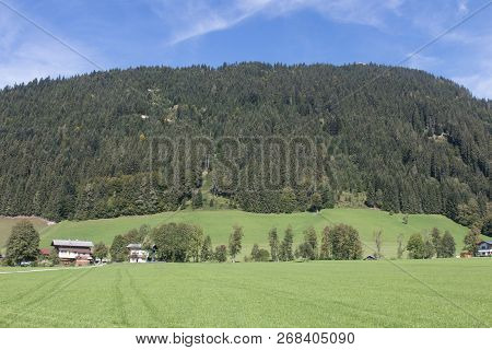 Beautiful Mountain Landscape With Lake Next To Werfenweng In The Salzburger Land