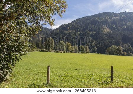Beautiful Mountain Landscape With Lake Next To Werfenweng In The Salzburger Land