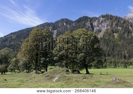 Beautiful Mountain Landscape With Lake Next To Werfenweng In The Salzburger Land