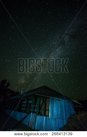 Photo Of Traditional Wooden House Under Milkyway In Himalayas - Sankri Range, Uttarakhand, India