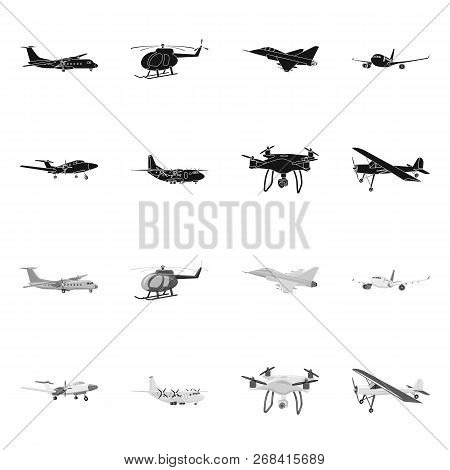 Vector Illustration Of Plane And Transport Icon. Set Of Plane And Sky Vector Icon For Stock.