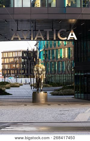 Prague, Czech Republic - January 6 2018: Statues On Public Places At Former Waltrovka Factory Real E