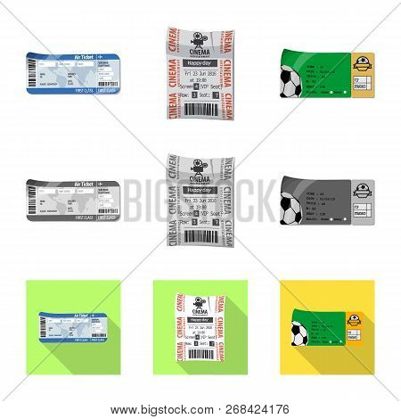 Vector Design Of Ticket And Admission Icon. Set Of Ticket And Event Stock Vector Illustration.