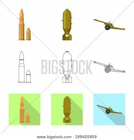 Vector Illustration Of Weapon And Gun Icon. Set Of Weapon And Army Vector Icon For Stock.