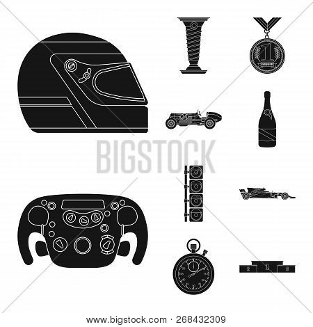 Vector Design Of Car And Rally Logo. Set Of Car And Race Vector Icon For Stock.