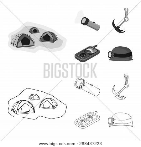 Vector Design Of Mountaineering And Peak Icon. Set Of Mountaineering And Camp Vector Icon For Stock.